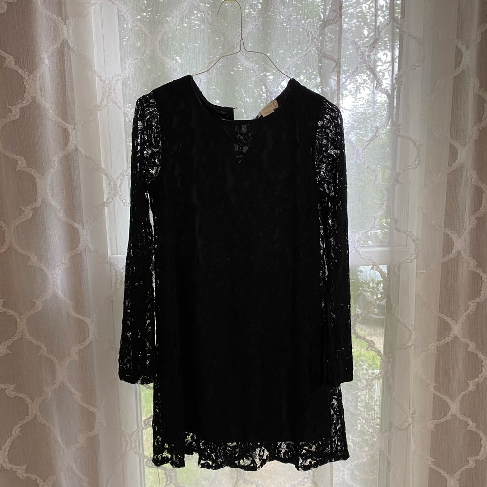 Black Dress, Lace Sleeves